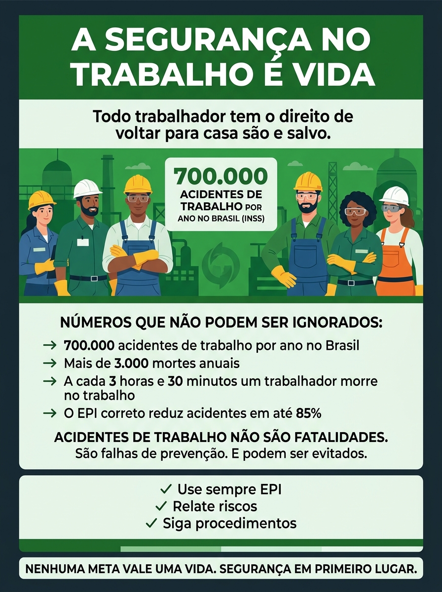 Cartaz Abril Verde — A segurança no trabalho é vida