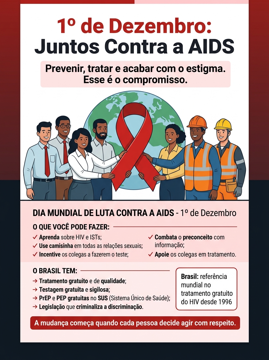 Cartaz Dezembro Vermelho — Dia mundial de luta contra a AIDS