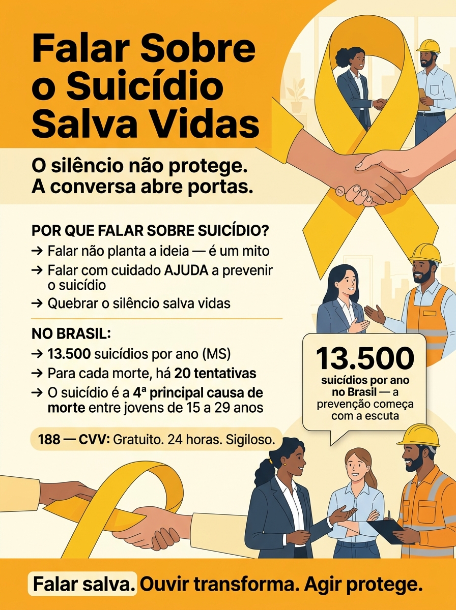 Cartaz Setembro Amarelo — Falar sobre o suicídio salva vidas