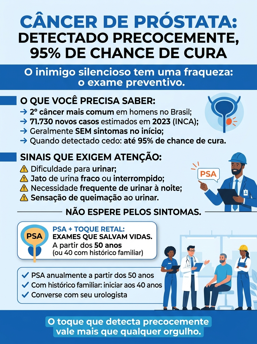 Cartaz Novembro Azul — Câncer de próstata detectado precocemente