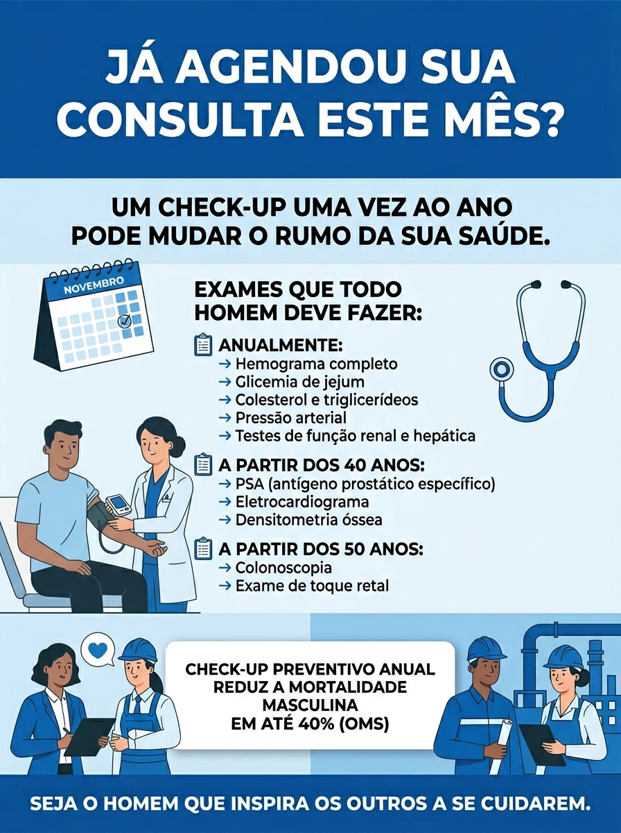 Cartaz Novembro Azul — Já agendou sua consulta este mês?