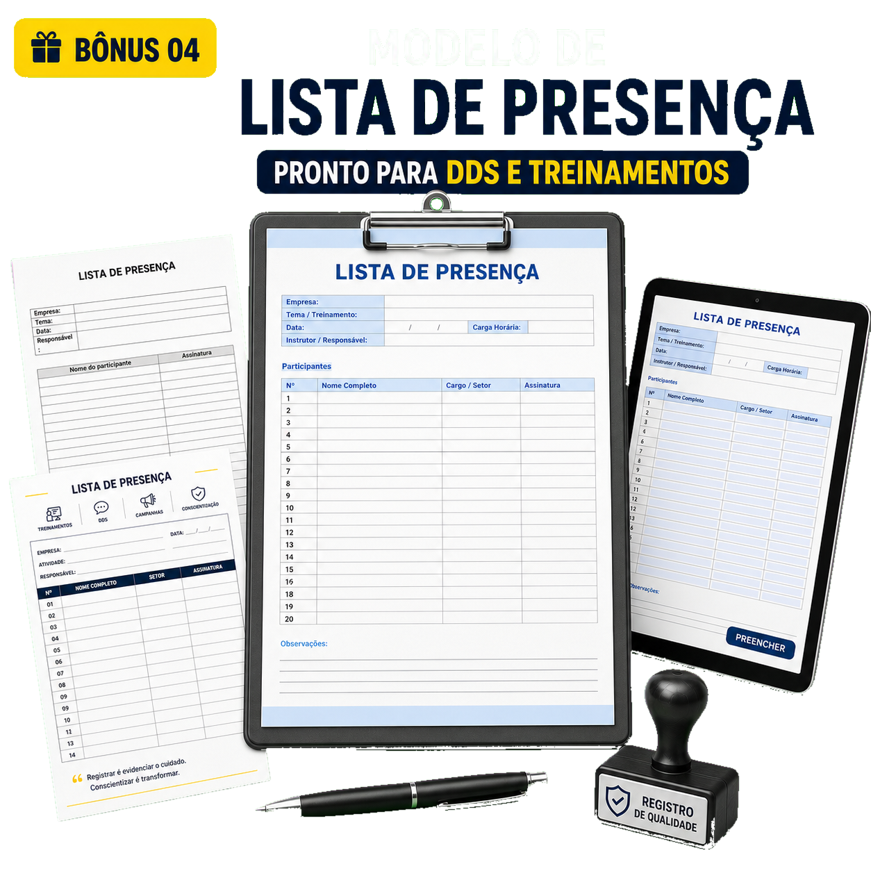 Bônus 04 — modelo de lista de presença para DDS e treinamentos
